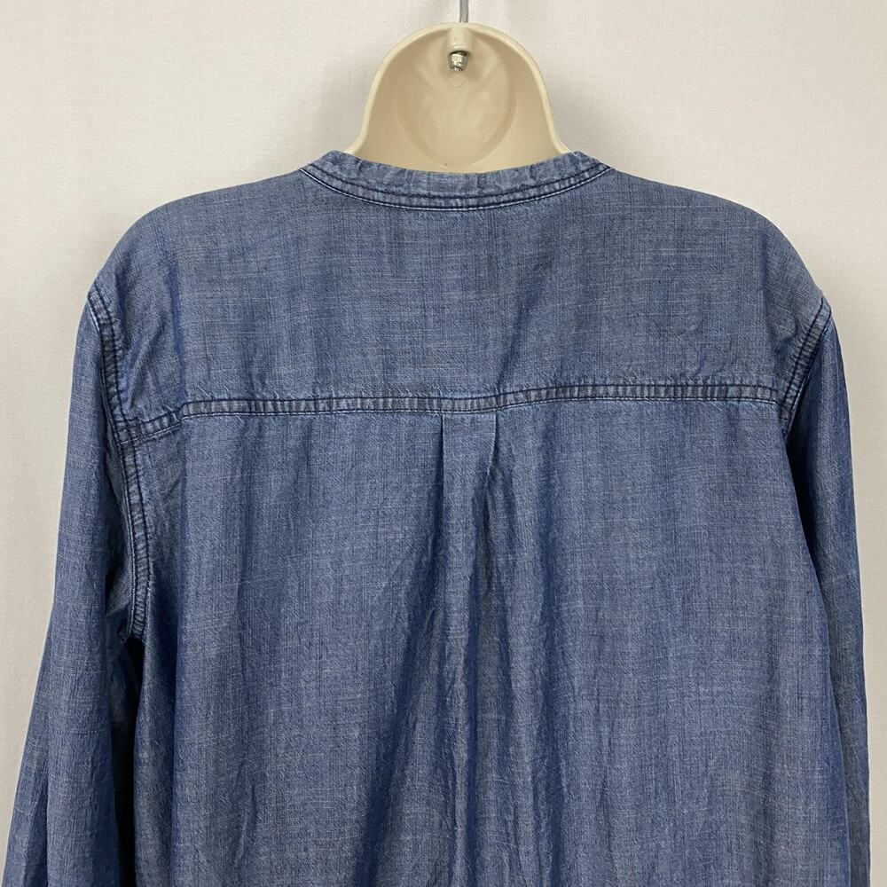Gap Shirt Dress Womens XL Blue Chambray Tencel Cinched Waist Pockets Long Sleeve - Picture 6 of 16